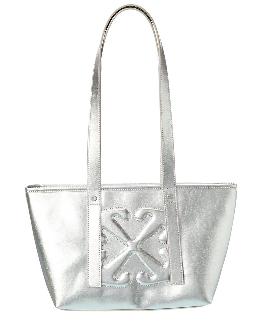 Off-White | Womens | Classic Day Off Small East West Leather Tote | Silver