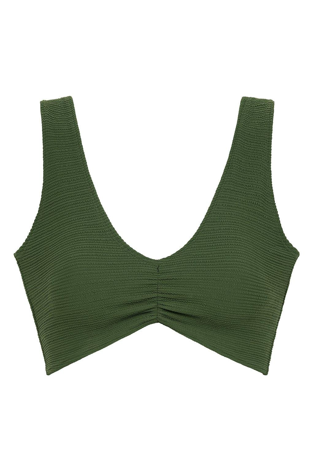 Kim Variation Bikini Top | Olive Micro Scrunch
