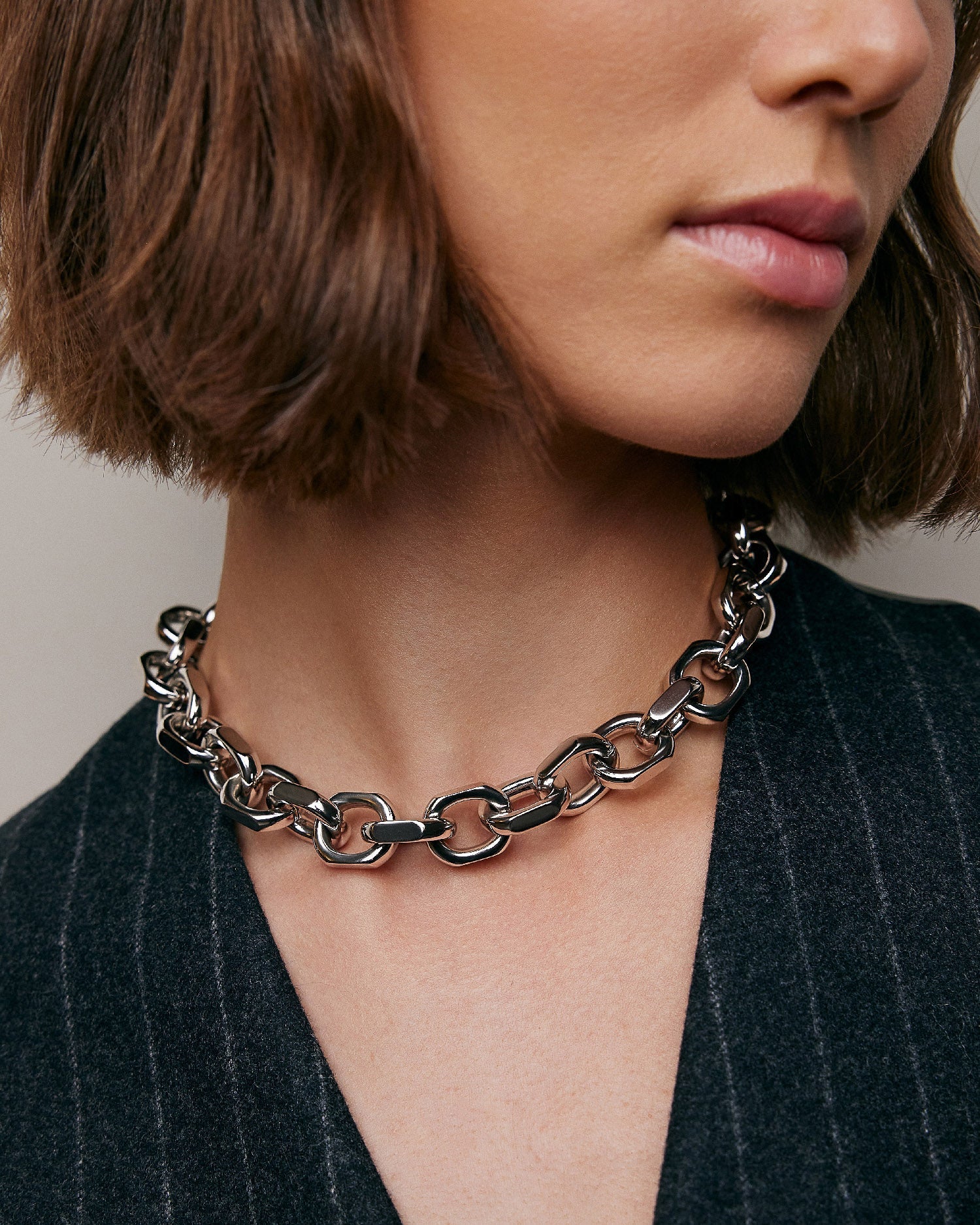 Model wearing the necklace. 