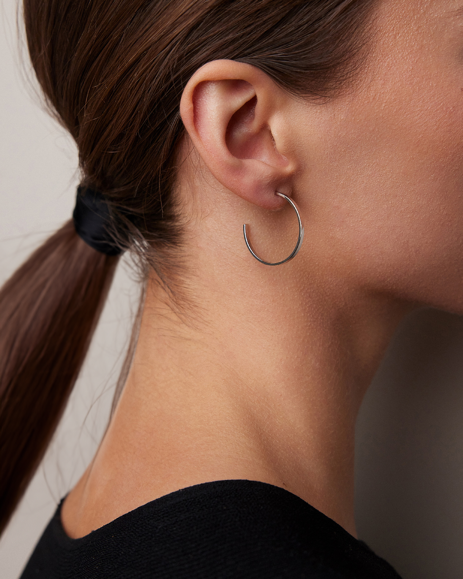 1" Flat Thread Mini Hoops | Silver