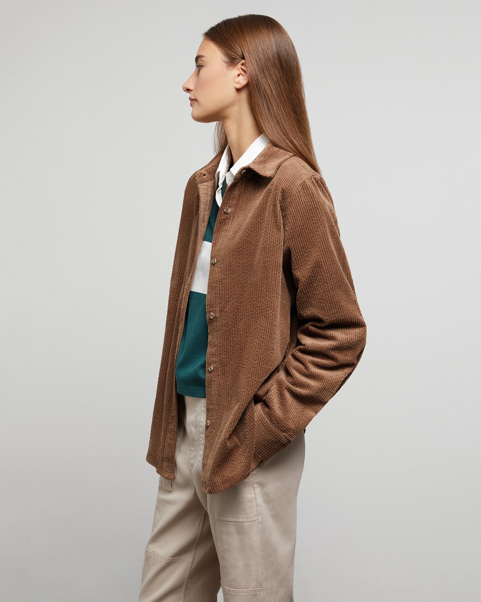 Womens | Jumbo Corduroy Overshirt | Bison