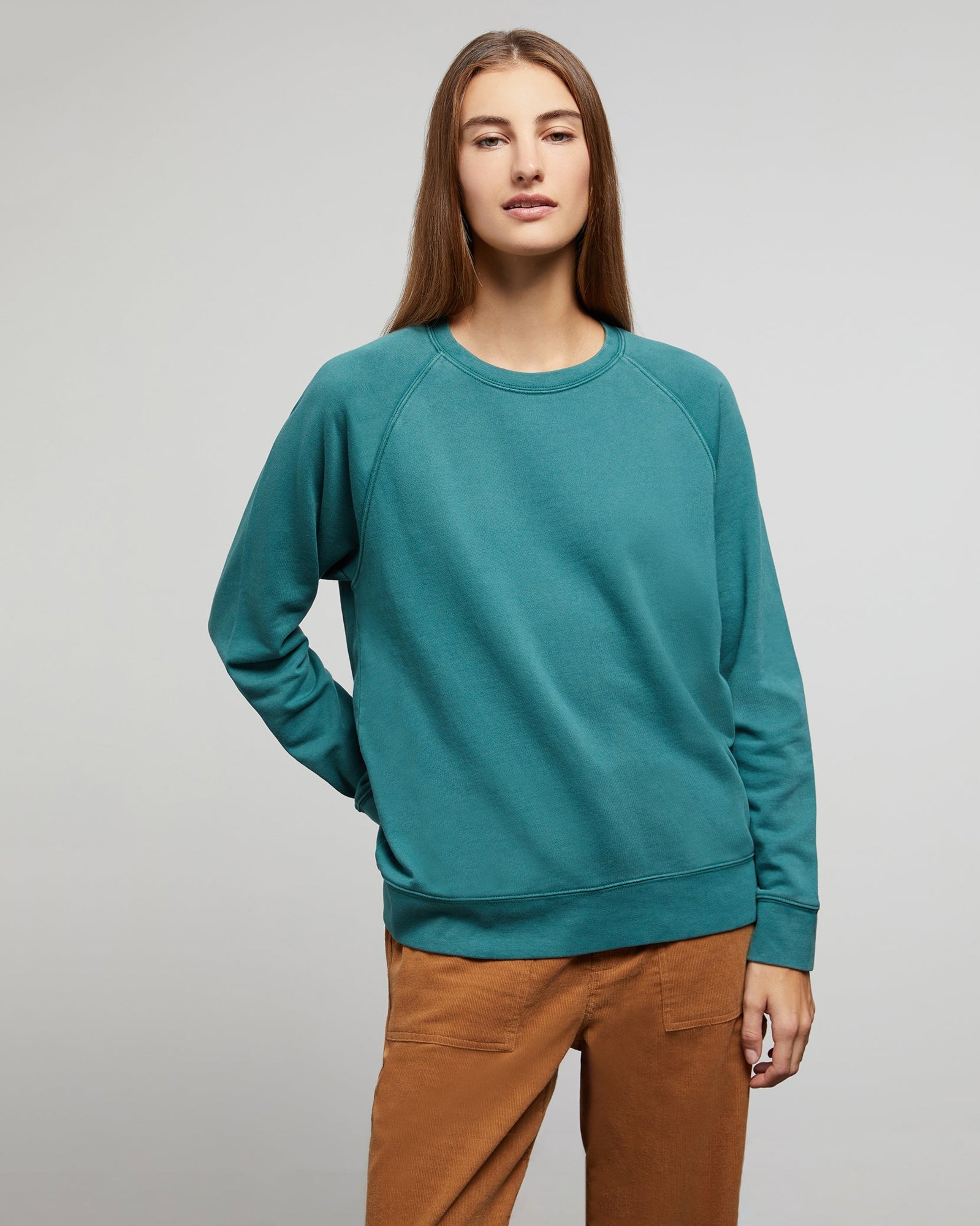 Womens | Garment Dye Oversized Crewneck | Hunter
