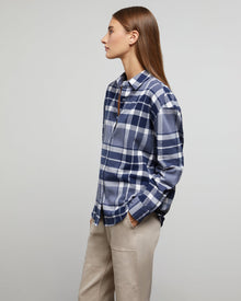 Womens | Flannel Oversized Shirt | Deep-Navy-Multi-Modern-Graham