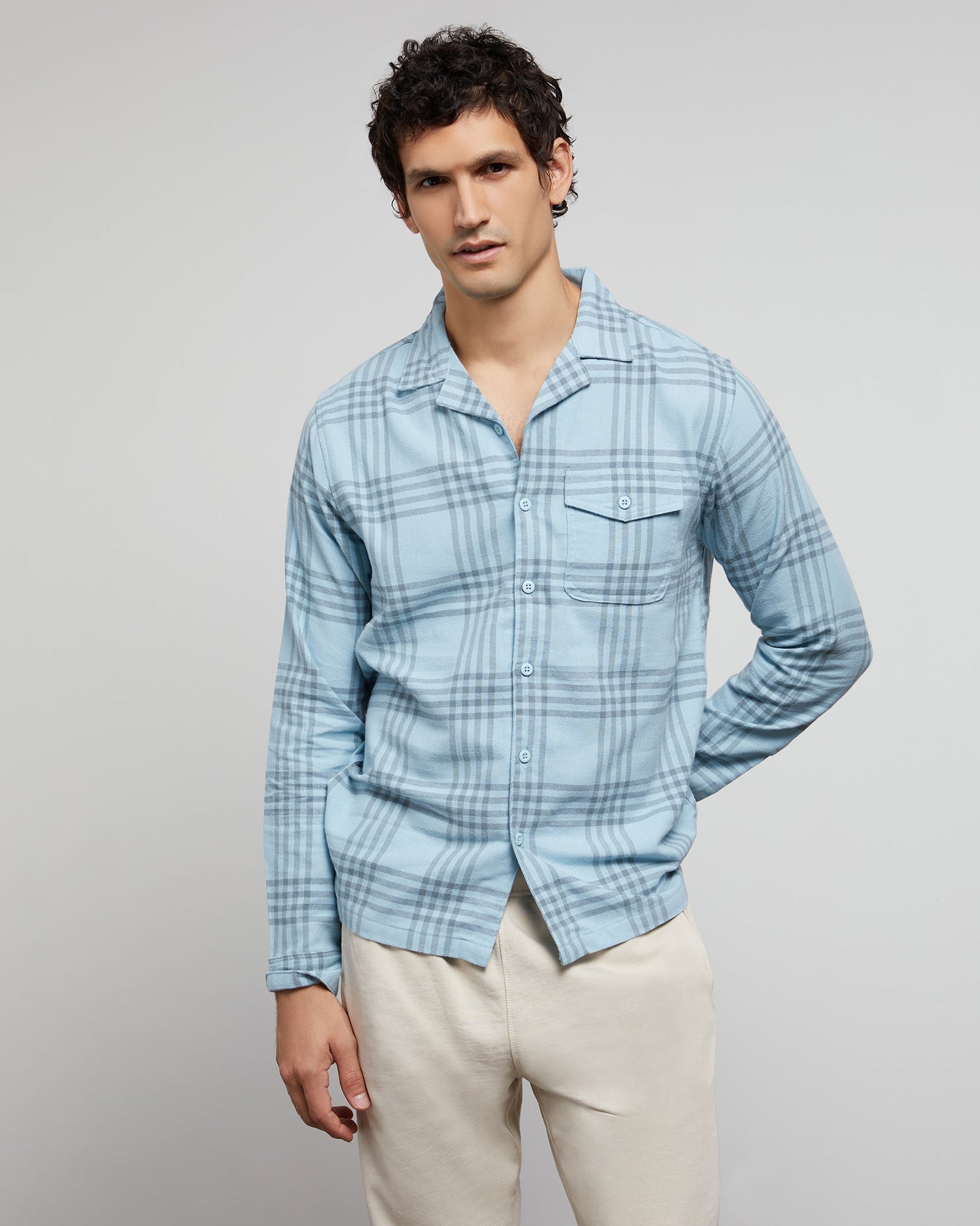 Mens | Flannel Convertible Shirt | Hazy-Cloud-Multi-Pane-Plaid