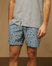 Mens | Comfort Lined Swim Trunk | White Deep Teal