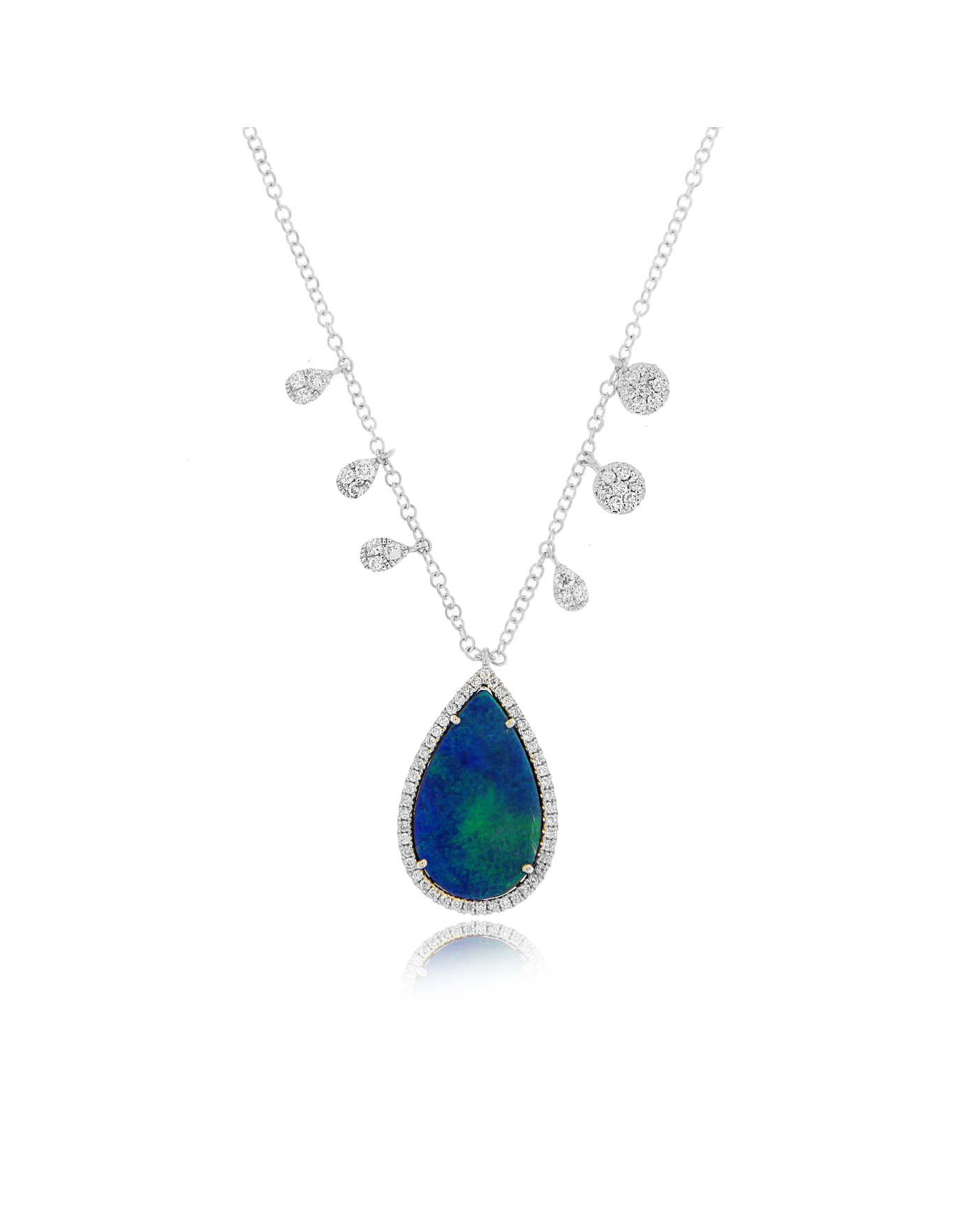 Opal Diamond Necklace | 14kt White Gold