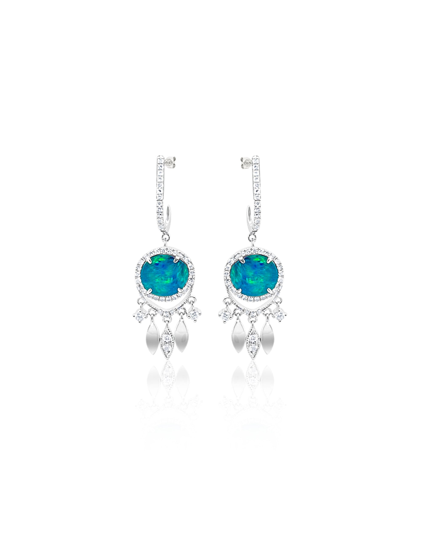 Opal Dreamcatcher .42 Ct Diamond Earring | 14kt White Gold