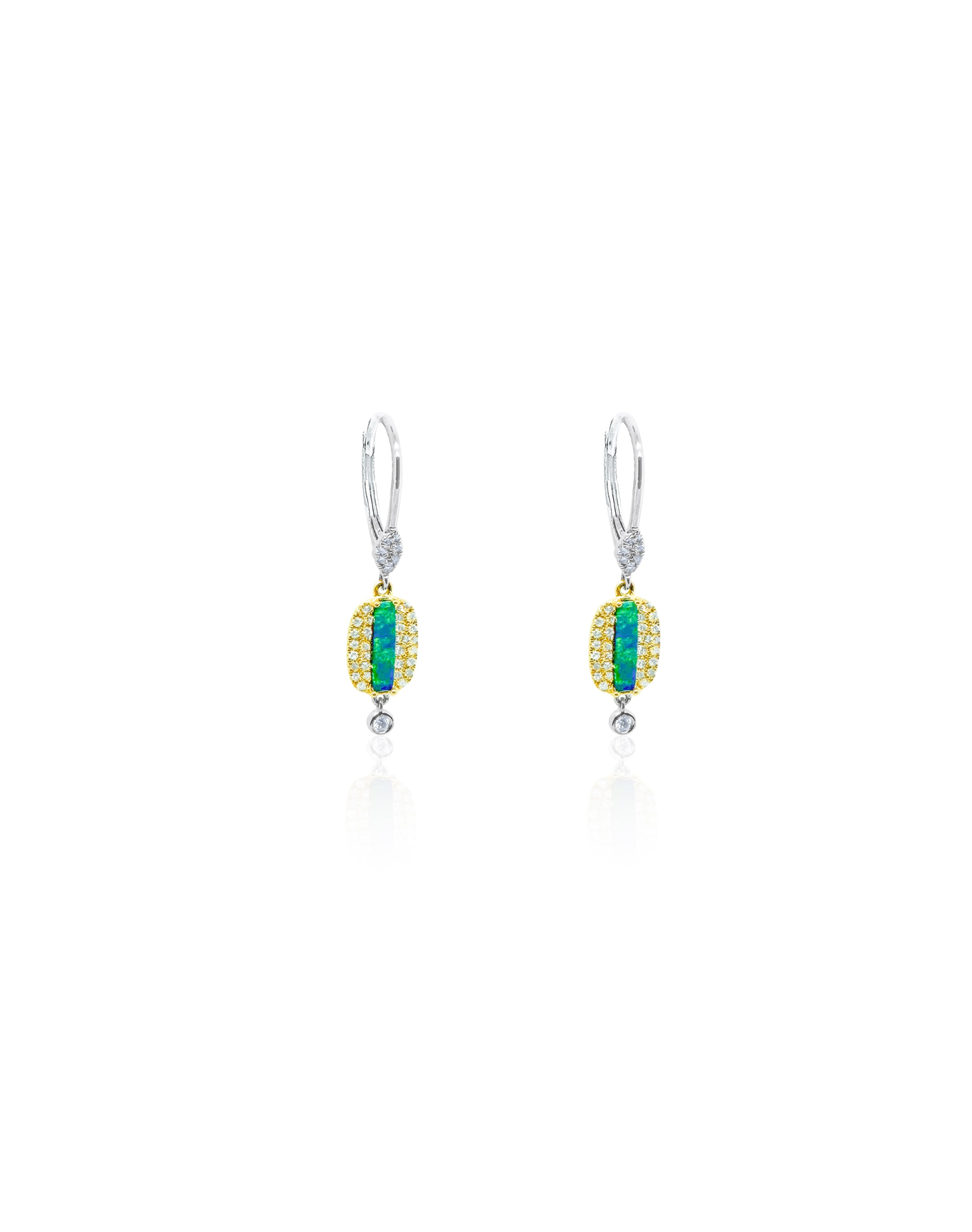 Opal Stripe and .31 Ct Diamond Earrings | Blue