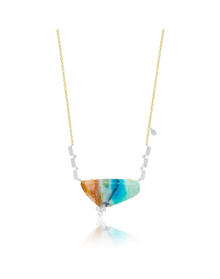 Opalized Wood Necklace | 14kt Yellow Gold (V2)