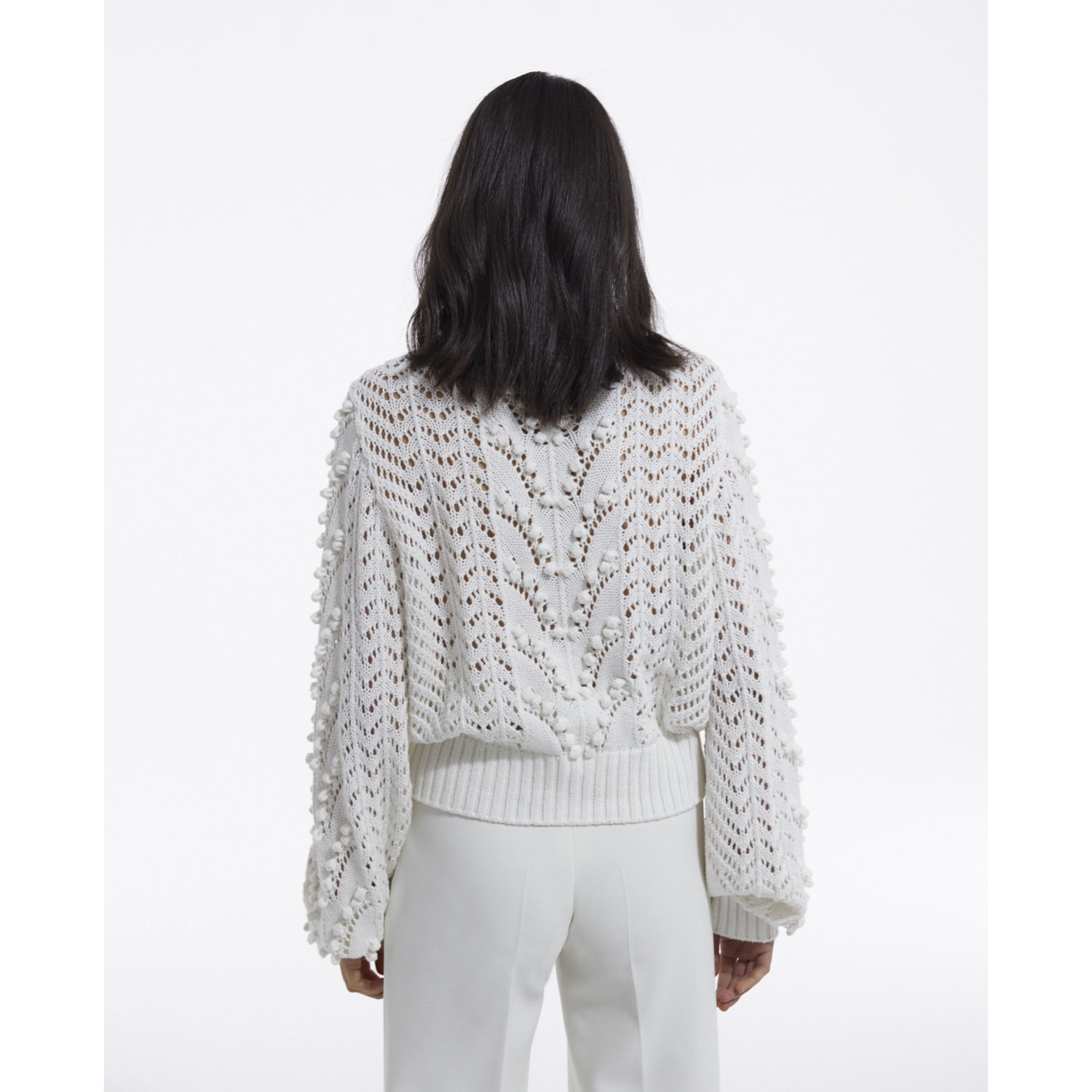 Open Knit Cardigan | Women | Ecru