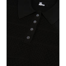 Openwork Knit Polo Shirt | Women | Black