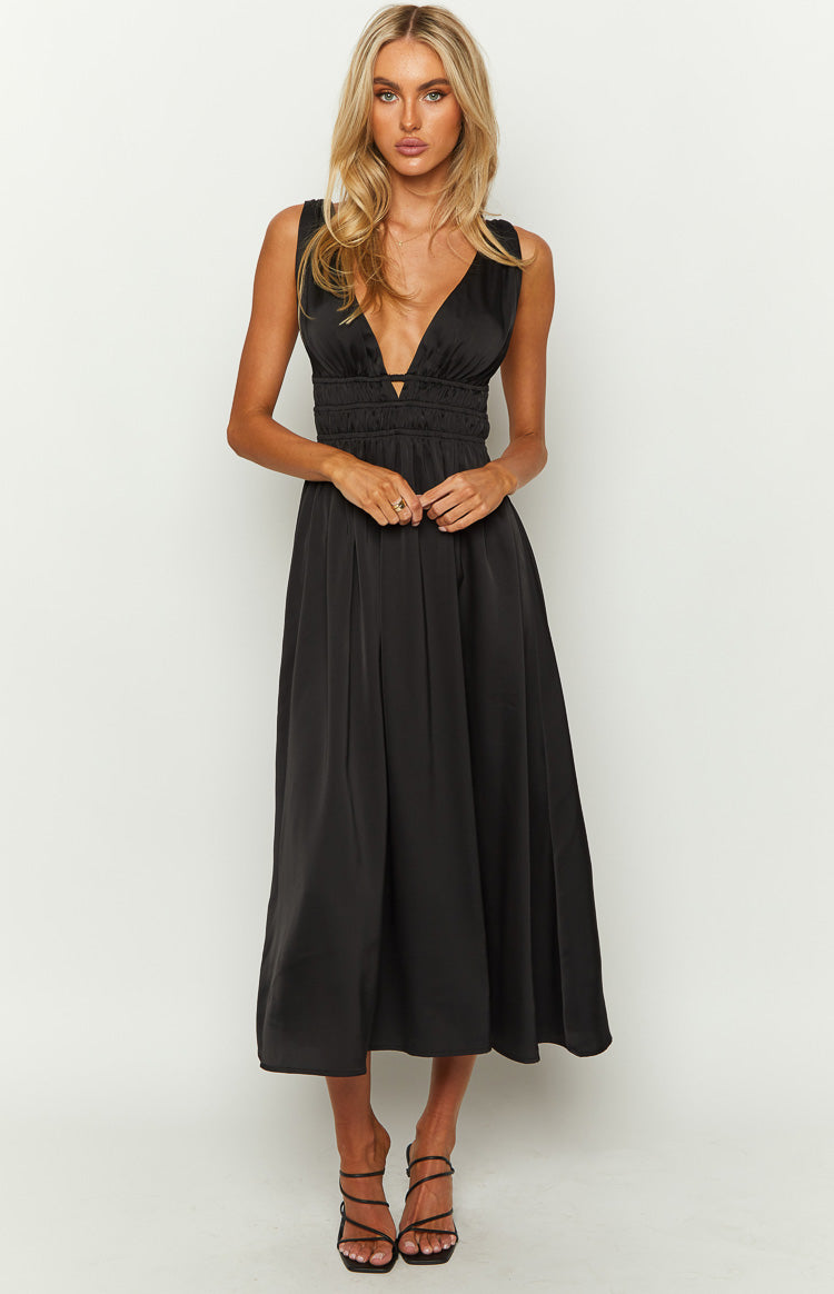 Ophelia Satin Maxi Dress | Black