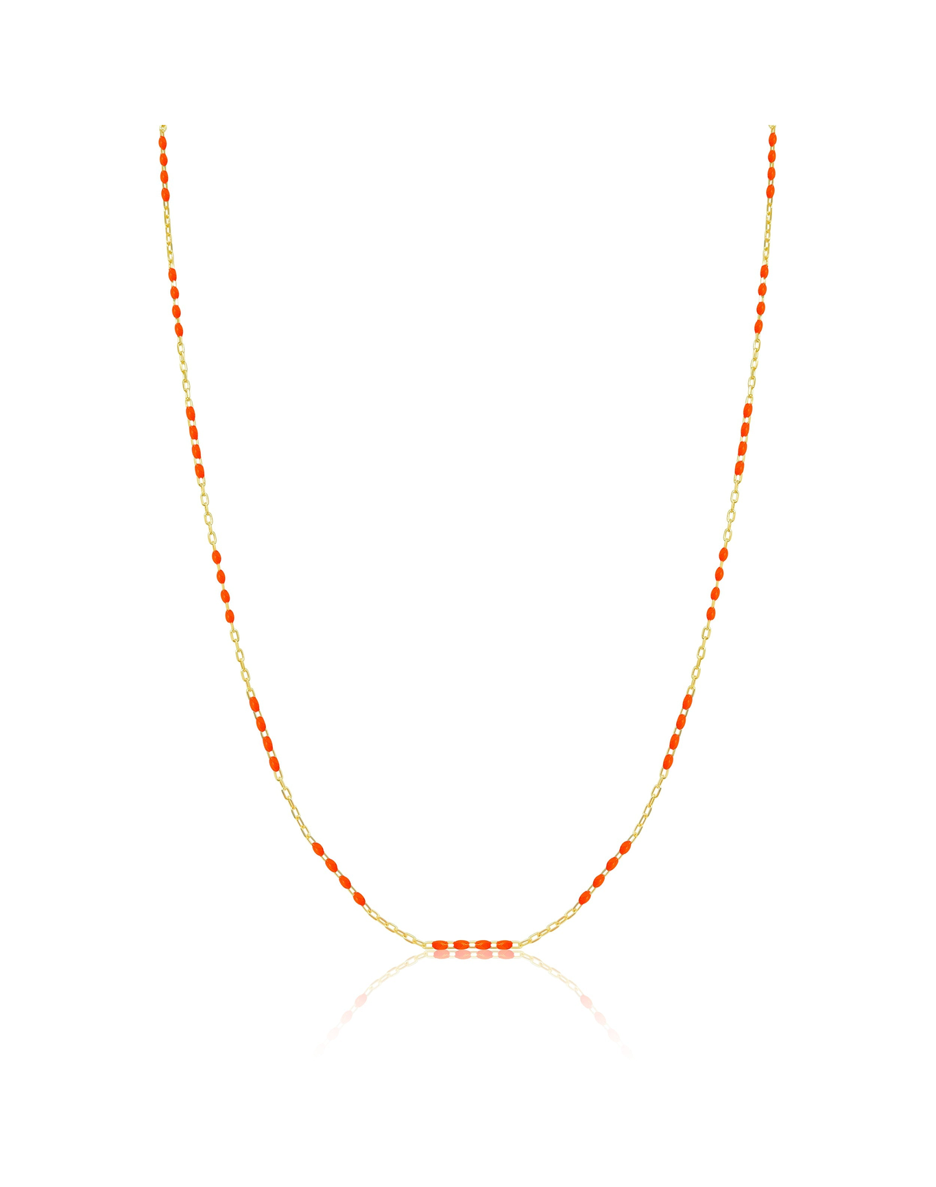 Orange Enamel Chain 16 inches | 14kt Yellow Gold
