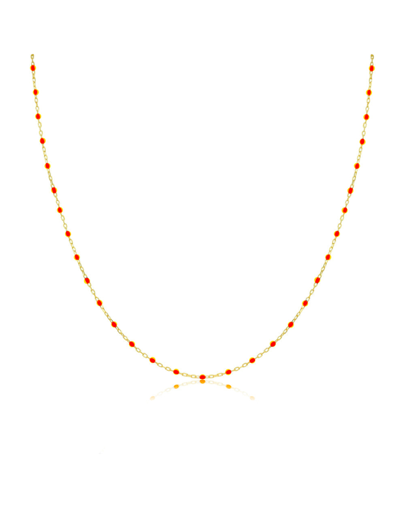 Orange Enamel Dainty Layering Chain | 14kt Yellow Gold