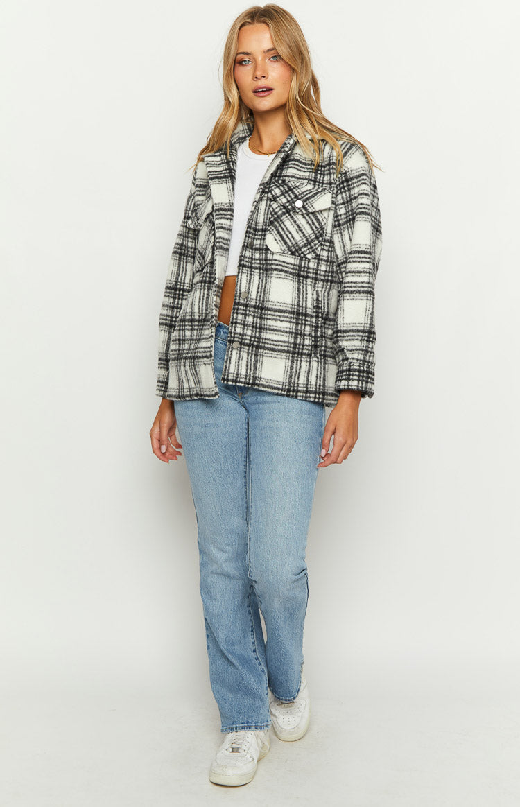 Orson Fleece Check Jacket | Black And White