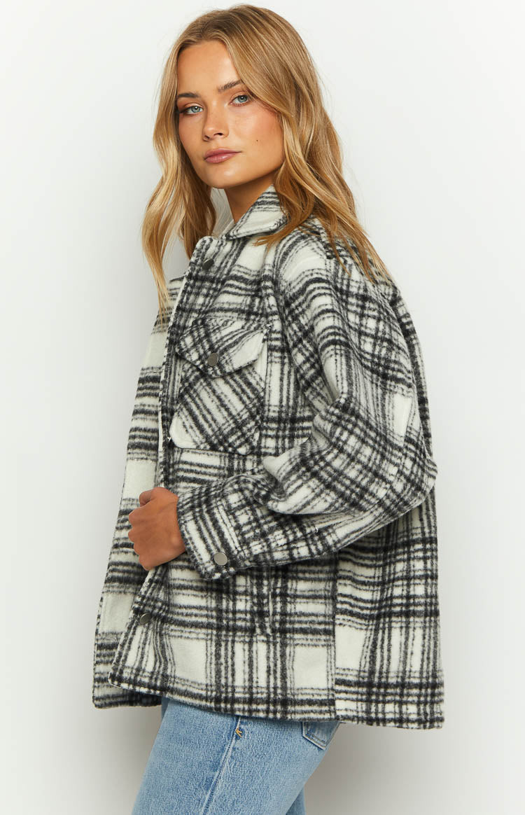 Orson Fleece Check Jacket | Black And White
