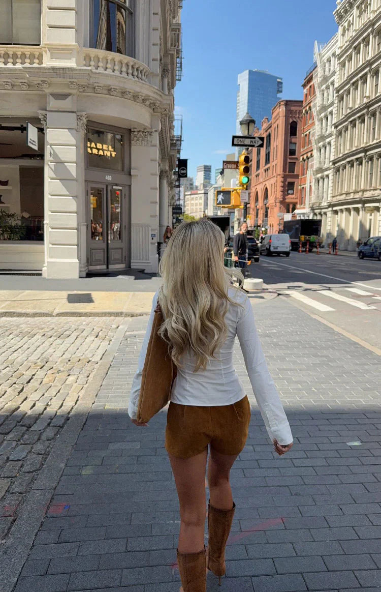 Ottie Suedette Shorts | Tan