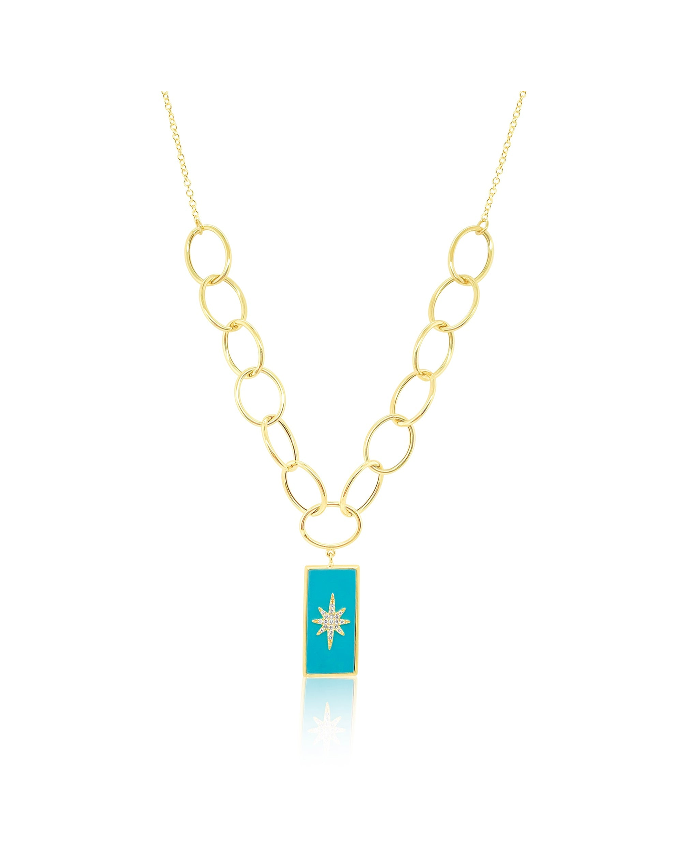 Oval Link Necklace | Turquoise