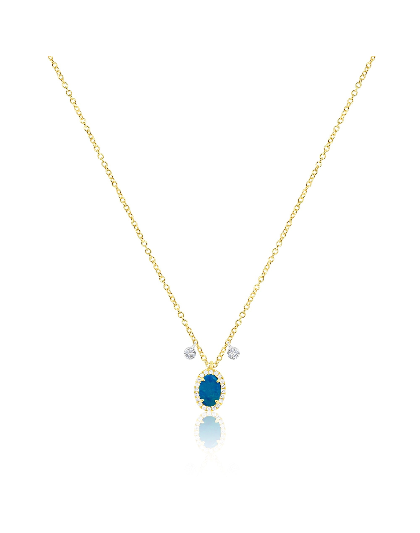 Oval Opal Drop Necklace | 14kt Yellow Gold