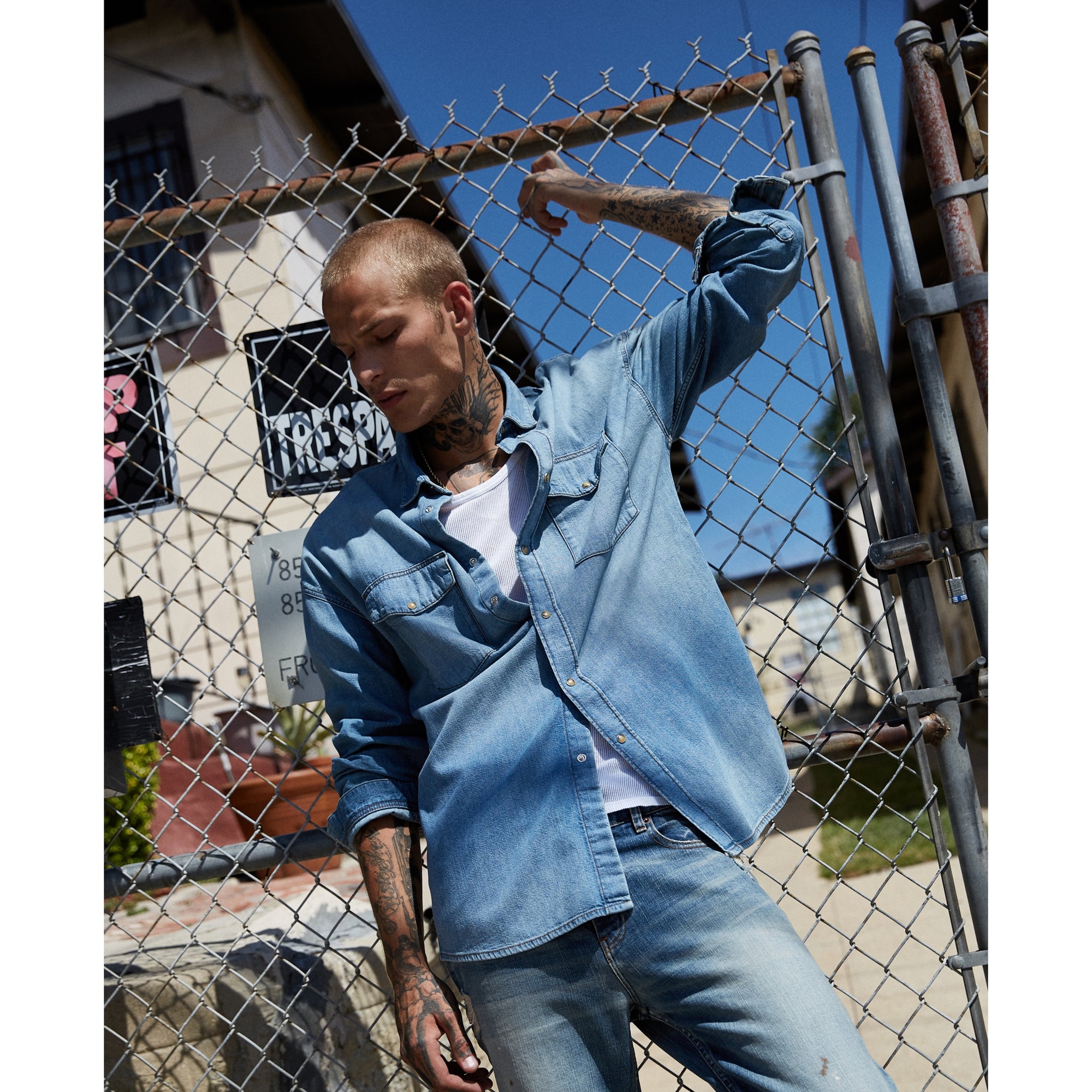 Oversized Denim Shirt | Men | Blue Washed