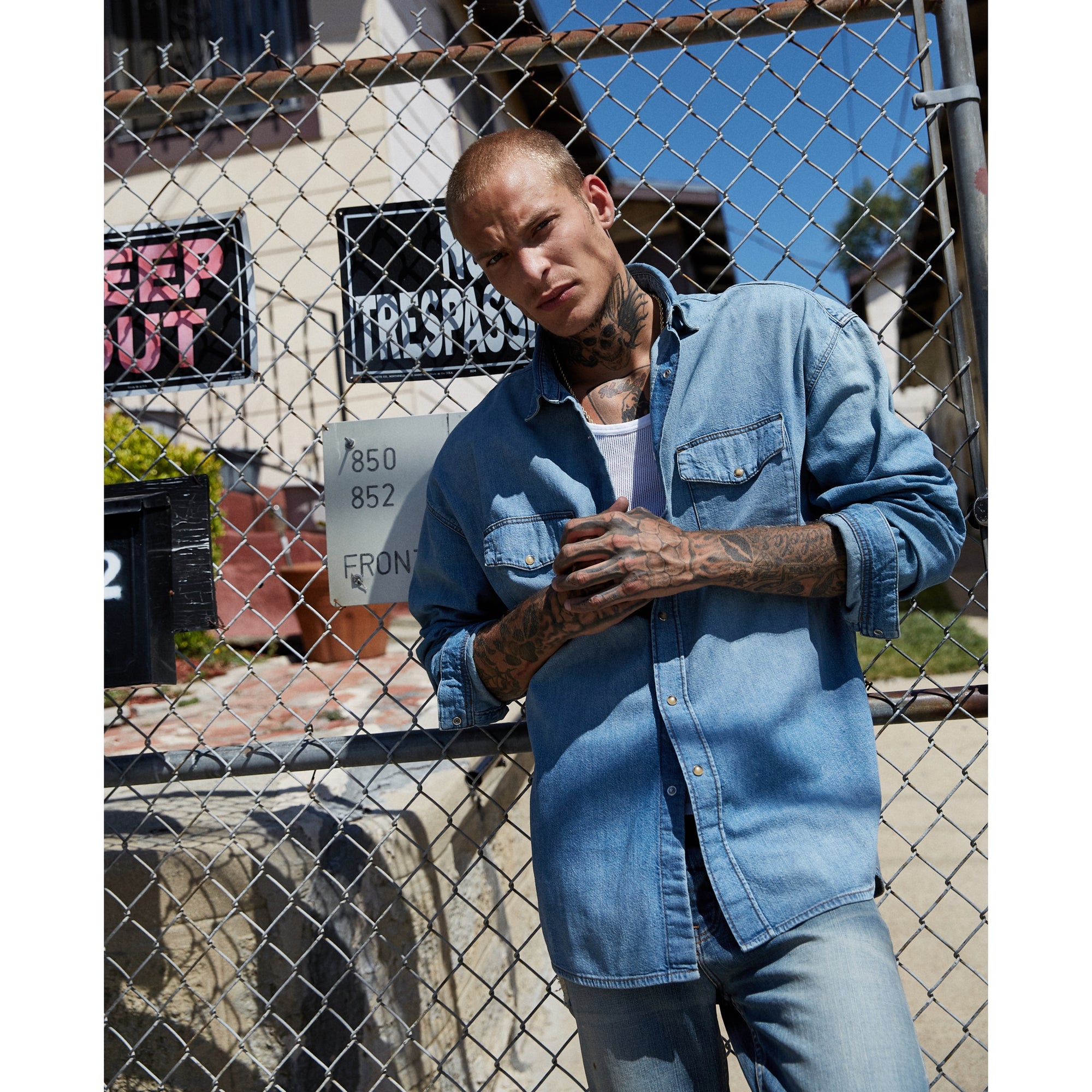 Oversized Denim Shirt | Men | Blue Washed