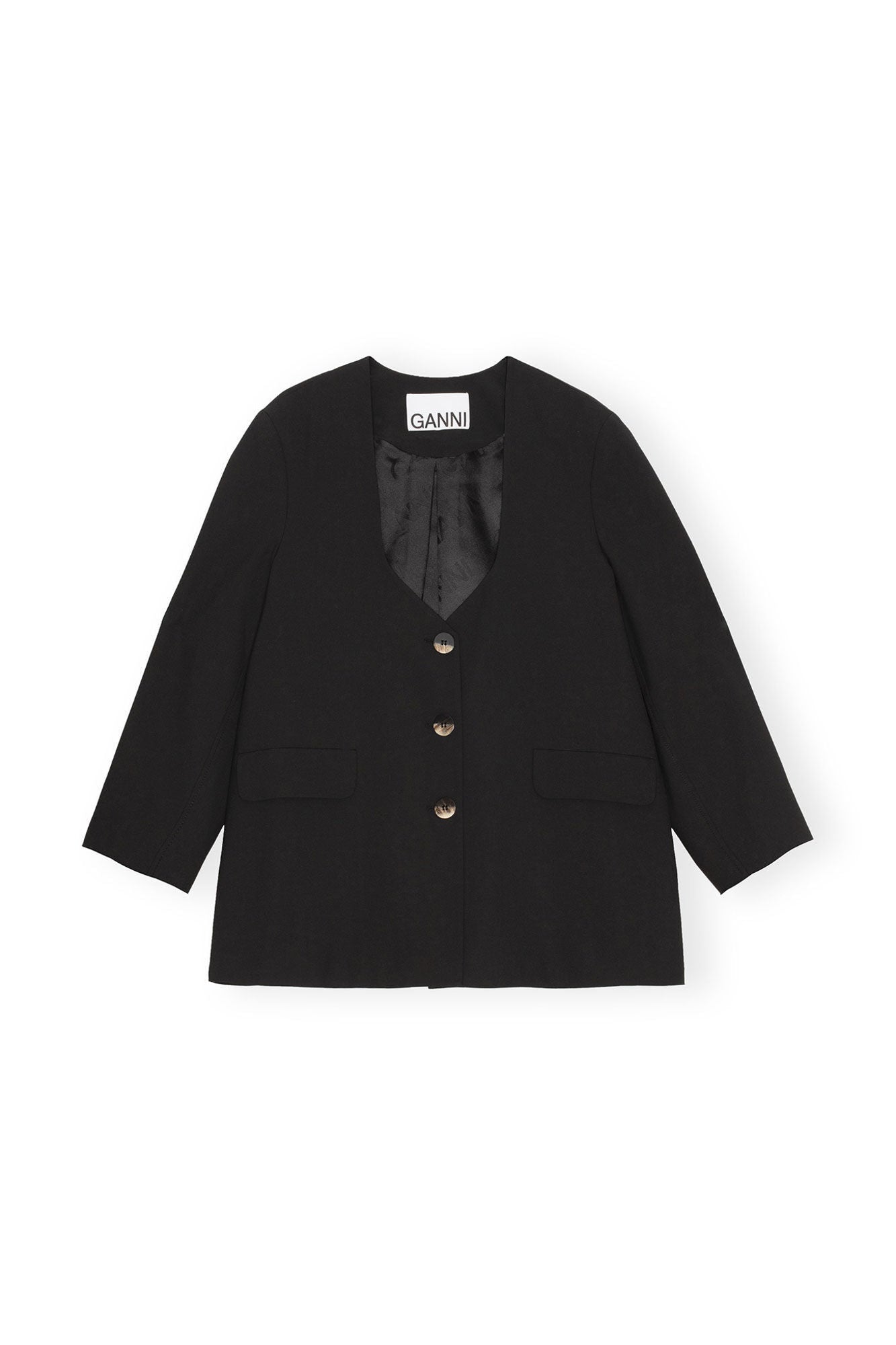 Oversized Drapey Melange Blazer | Black