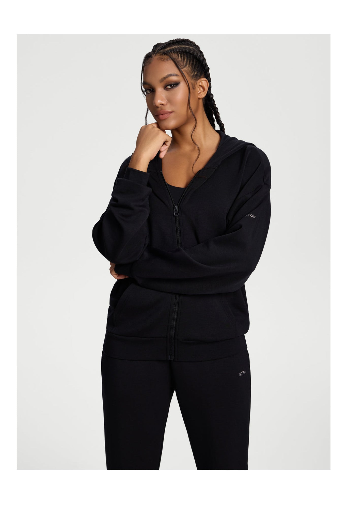 Oversized Zip-Up Hoodie | Black
