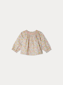 Girl | Griotte Smocked Blouse In Pink Liberty Fabric | Pink Flowers
