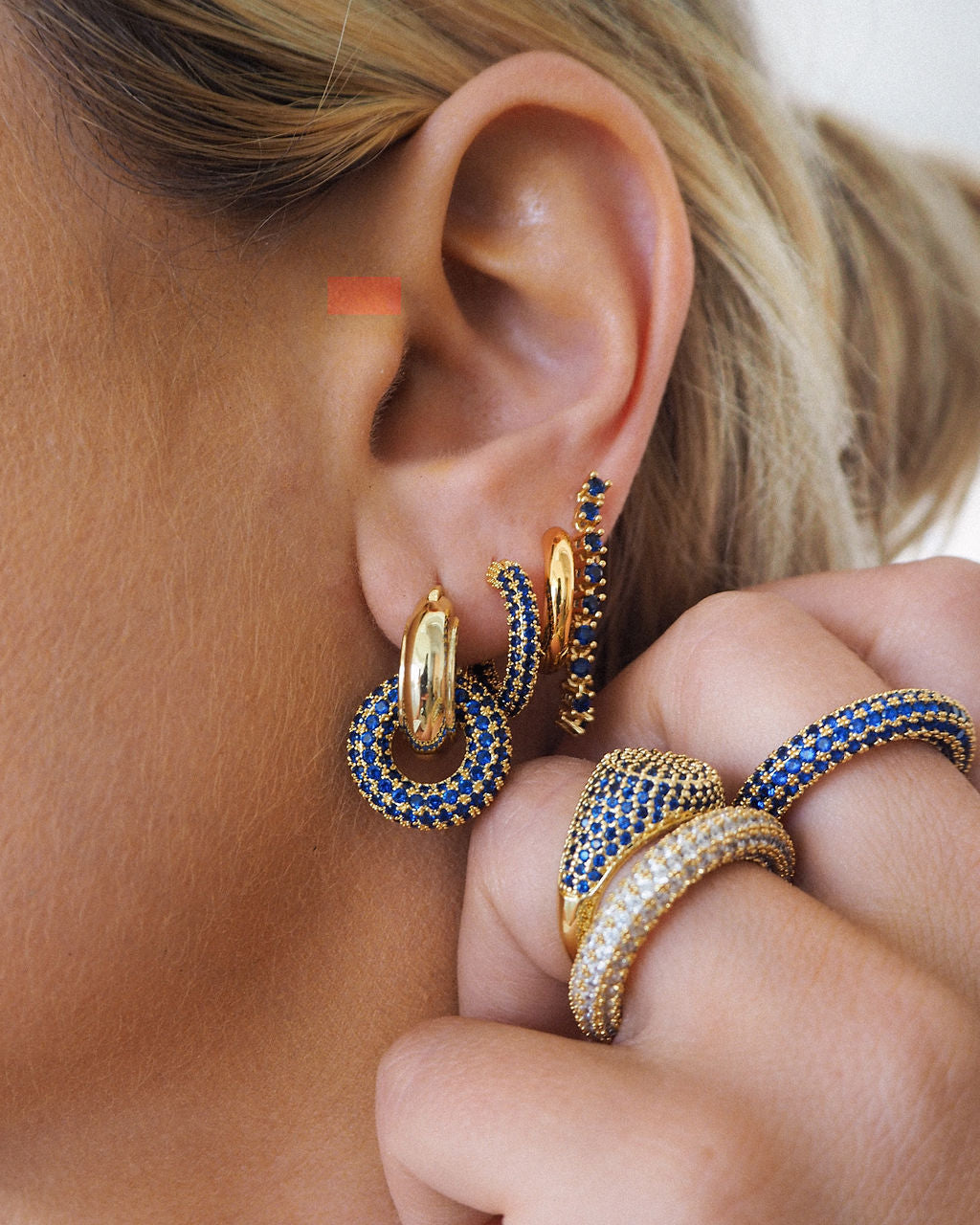 Ballier Chain Studs- Blue Sapphire | Gold