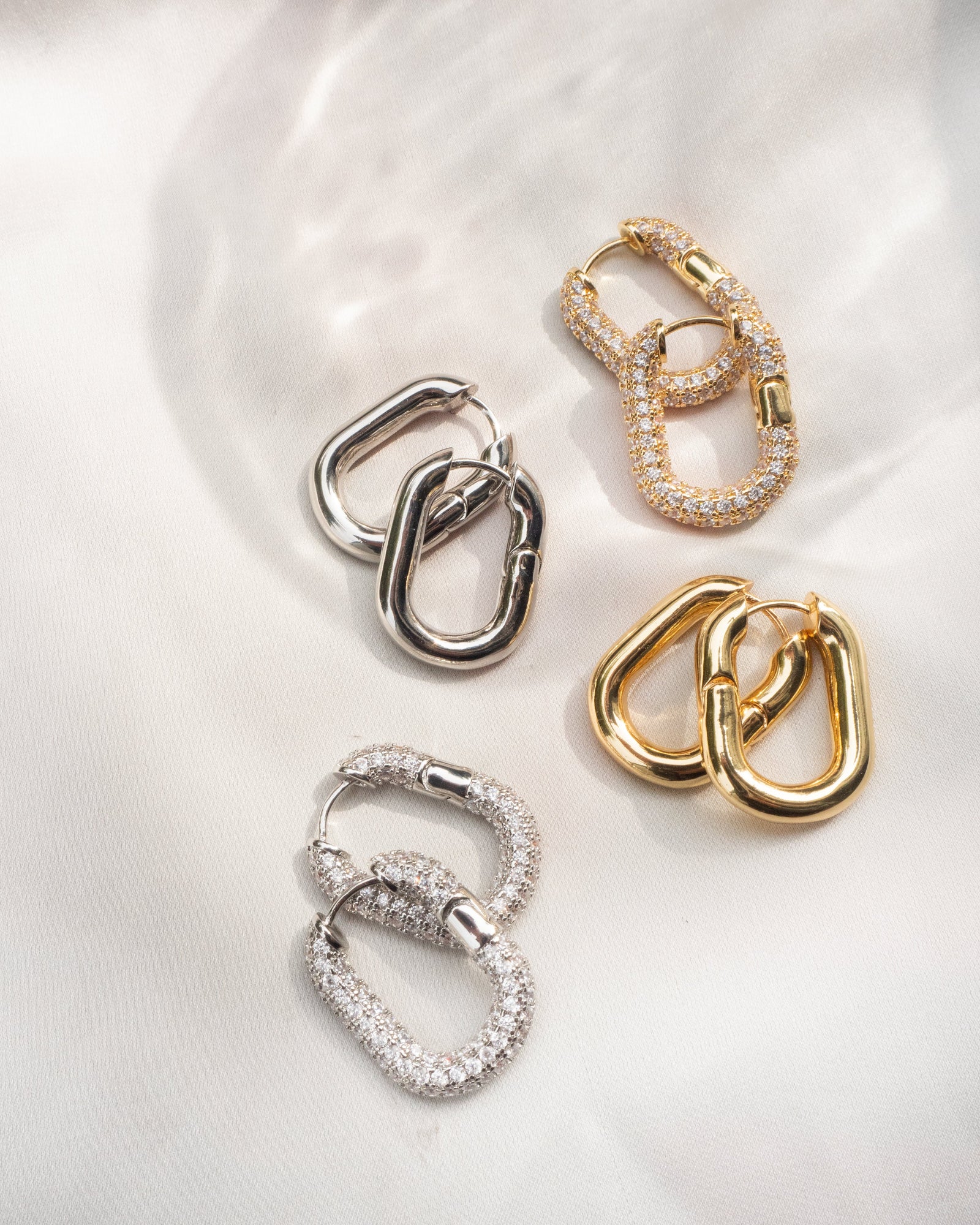 XL Pave Chain Link Hoops - Gold | Plated Gold