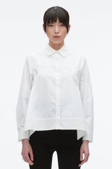 Flounce Hem Poplin Shirt | White