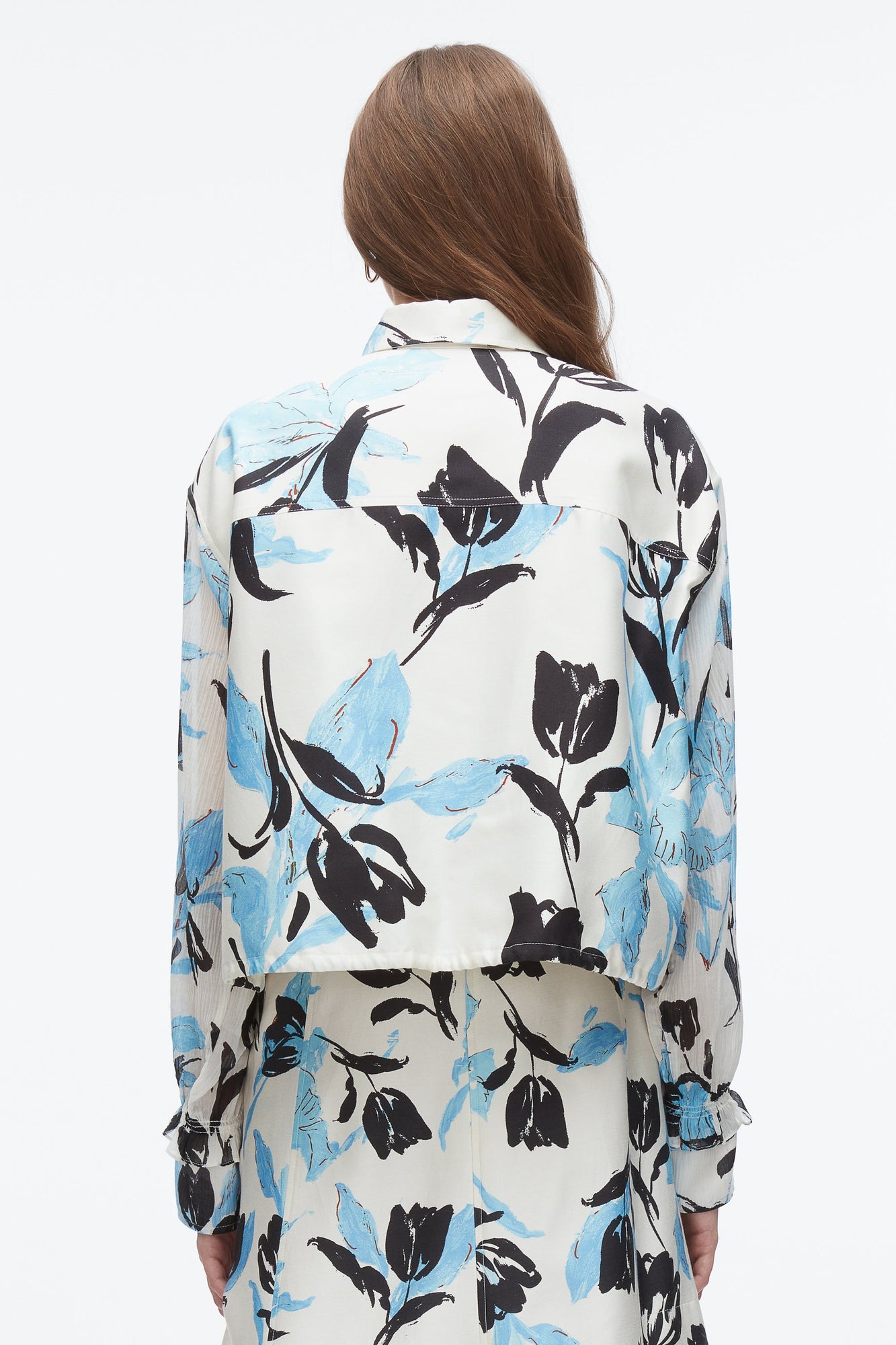 Joyful Tulip Cropped Shirt Jacket | Ivory Multi