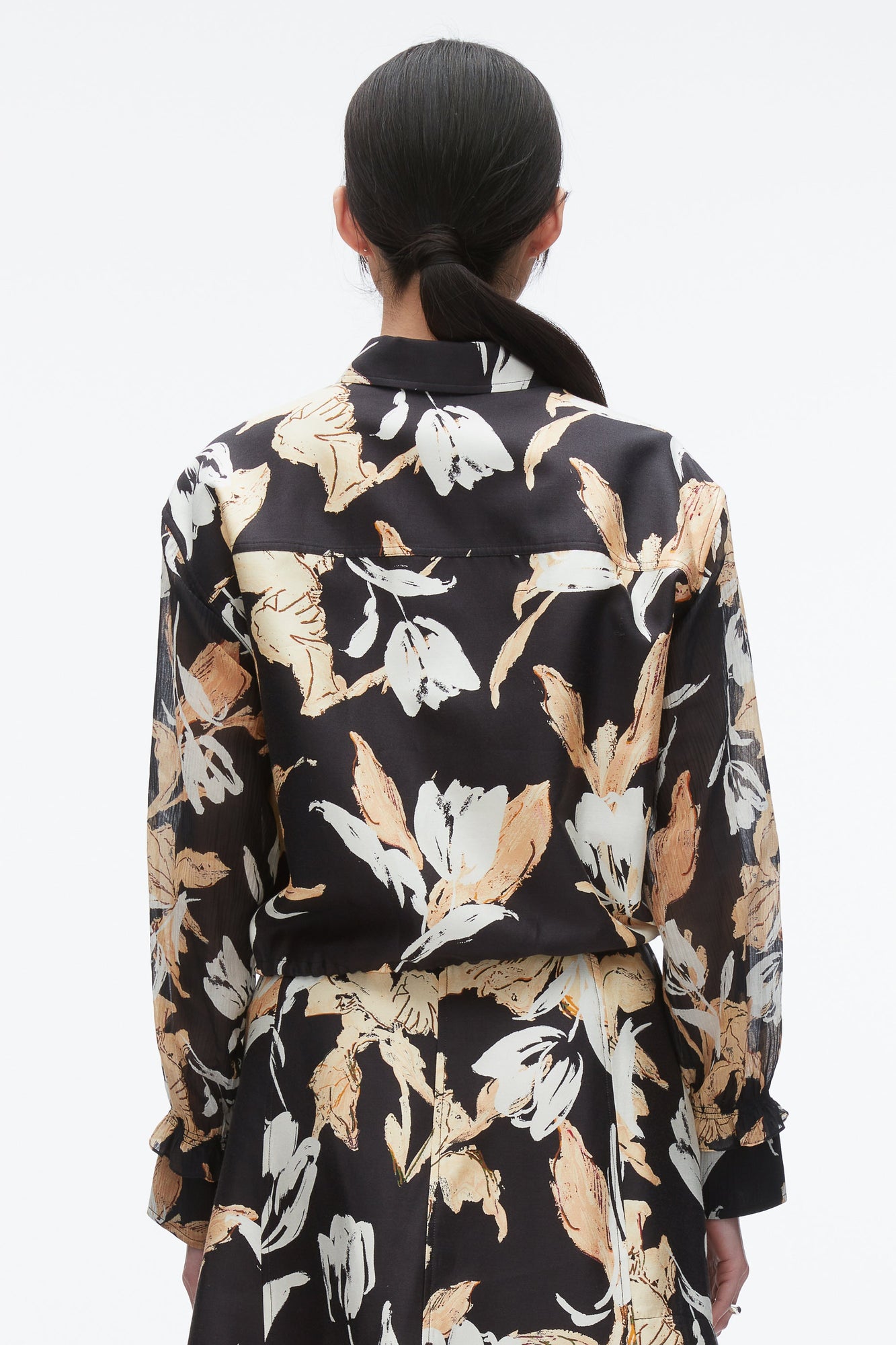 Joyful Tulip Cropped Shirt Jacket | Midnight Multi