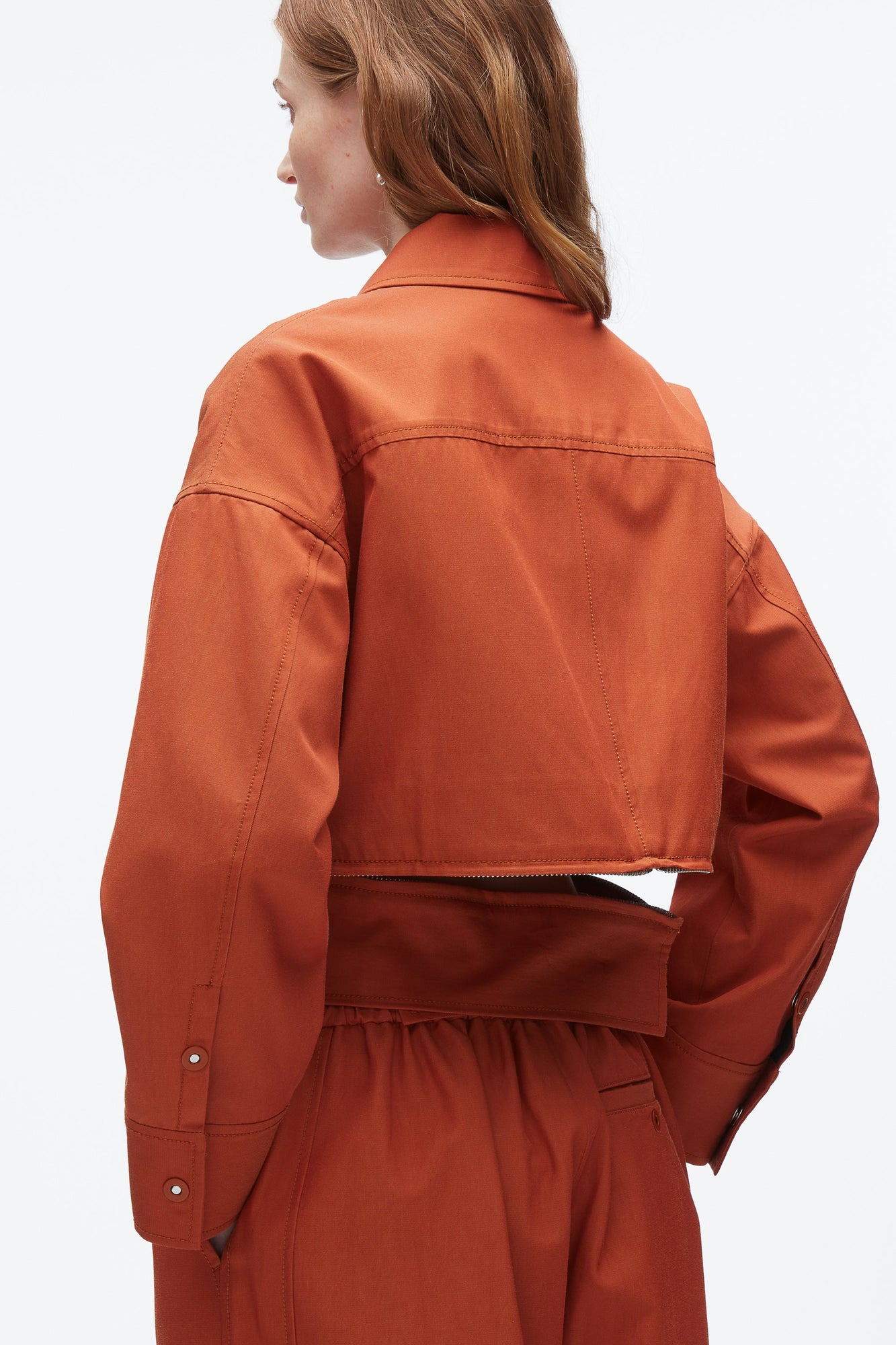 Double Zip Cropped Utility Jacket | Brick