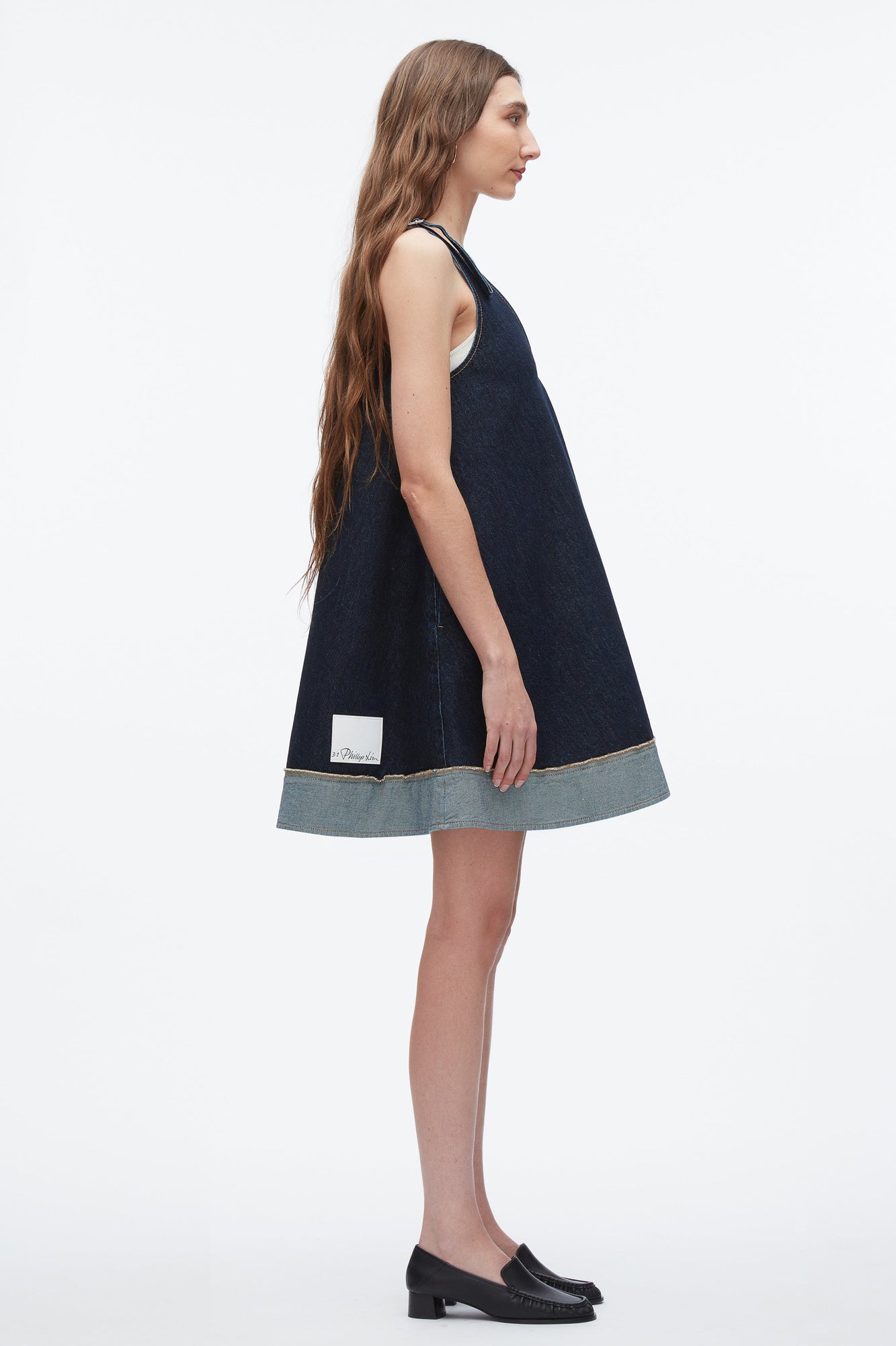 Denim Trapeze Mini Dress | Dark Indigo