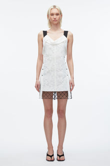 Corded Lace Mini Dress | White/Black