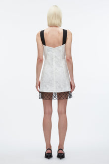 Corded Lace Mini Dress | White/Black
