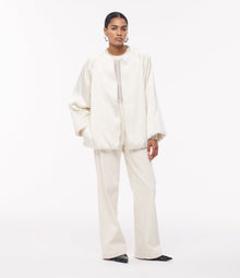 Another Tomorrow Padded Wrap Coat in Cream – Satin Women's Outerwear