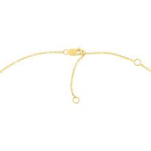 14k recycled gold Stitch Necklace with lobster clasp with extendable jump rings on a white background