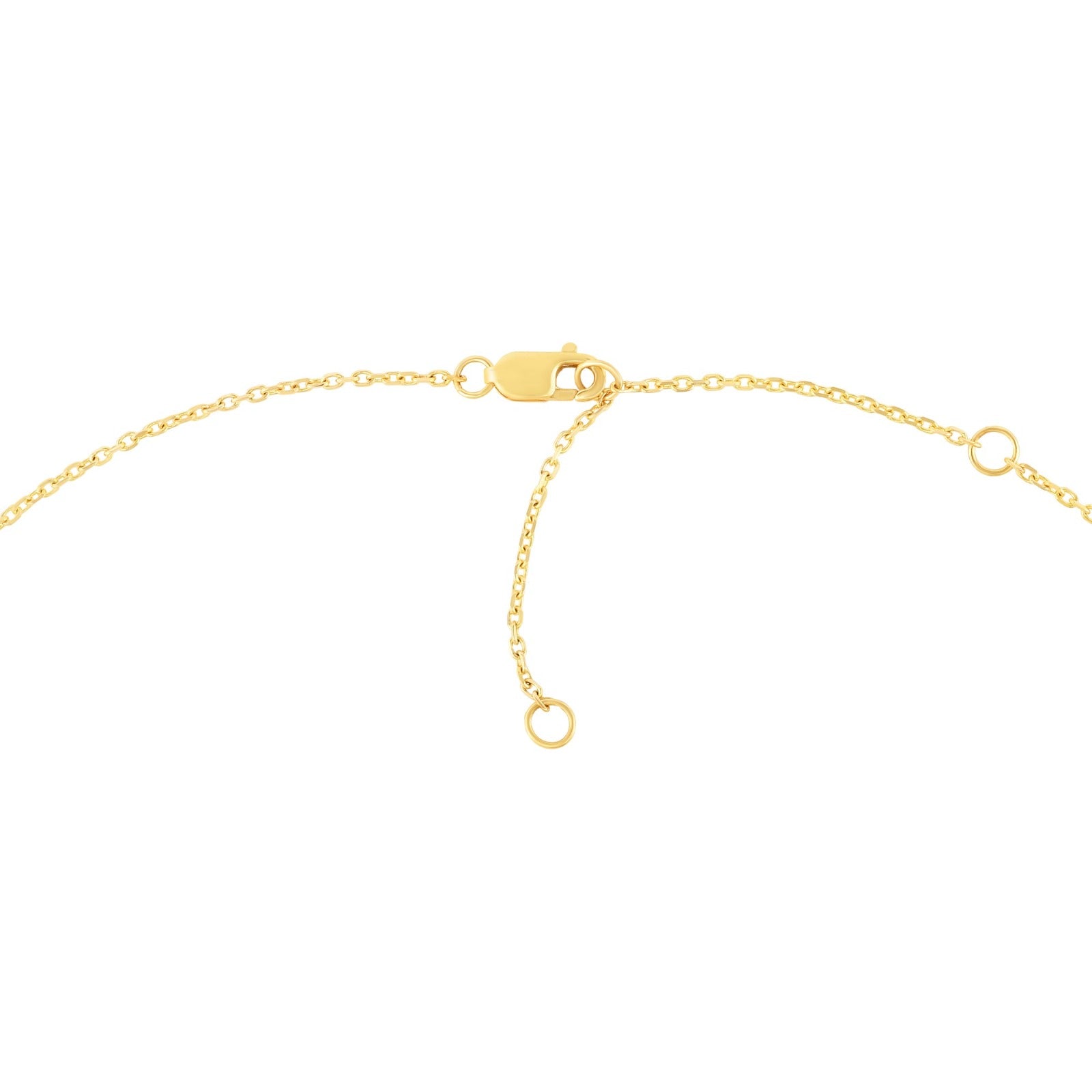 14k recycled gold Stitch Necklace with lobster clasp with extendable jump rings on a white background