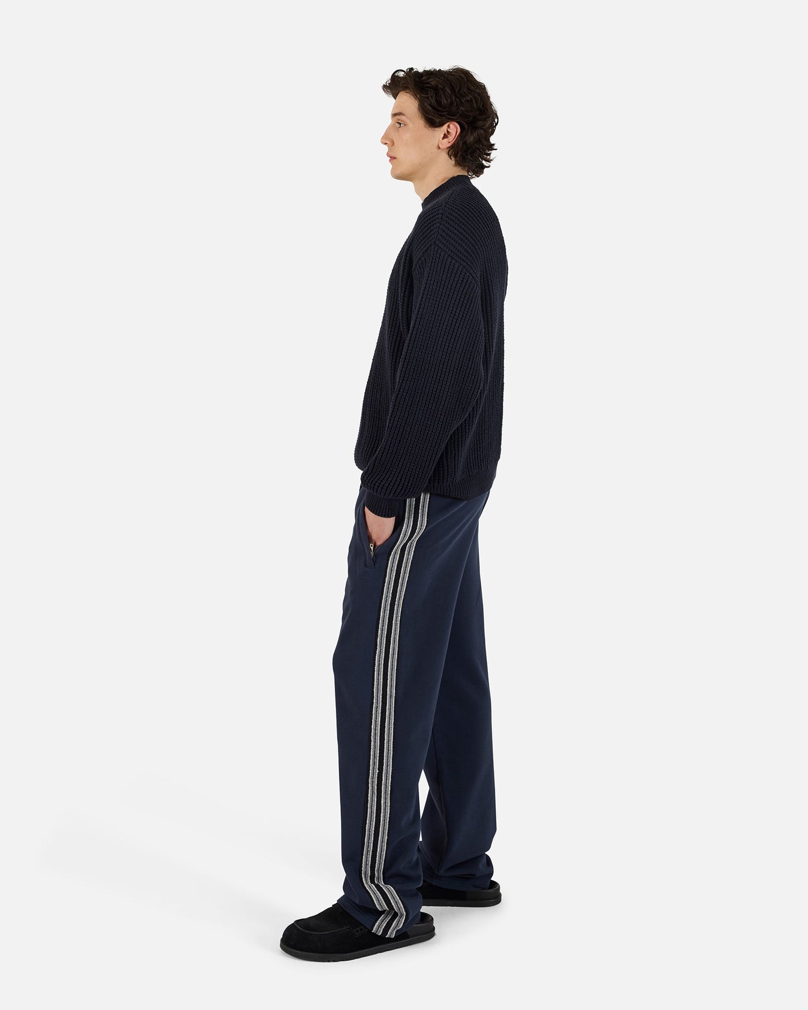 Terry Jacquard Panel Pant | Navy