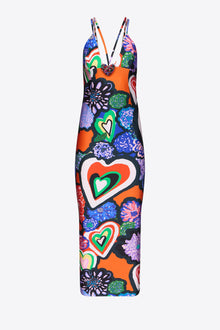 Heart Printed Maxi Dress | Orange Multi