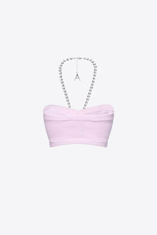 Crystal Butterfly Knit Bandeau | Light Pink