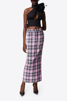 Checked Midi Skirt | Pink Multi