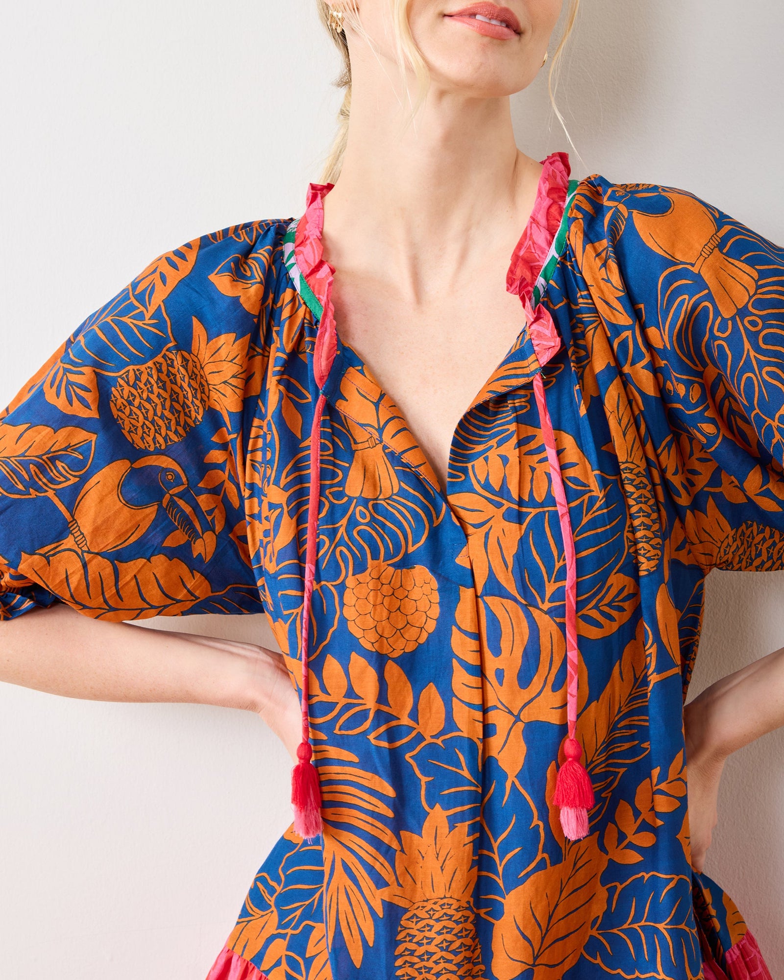 Toucan Treetop - Vibrant Voyage Dress - Multi Palms - Printfresh