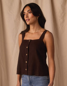 Women | Leukos Linen-Blend Tank | Umber