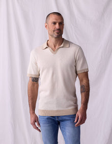 Men | Robles Knit Jacquard Polo | Ivory/Khaki