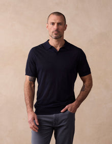 Men | Summer Linen-Blend Polo | Navy