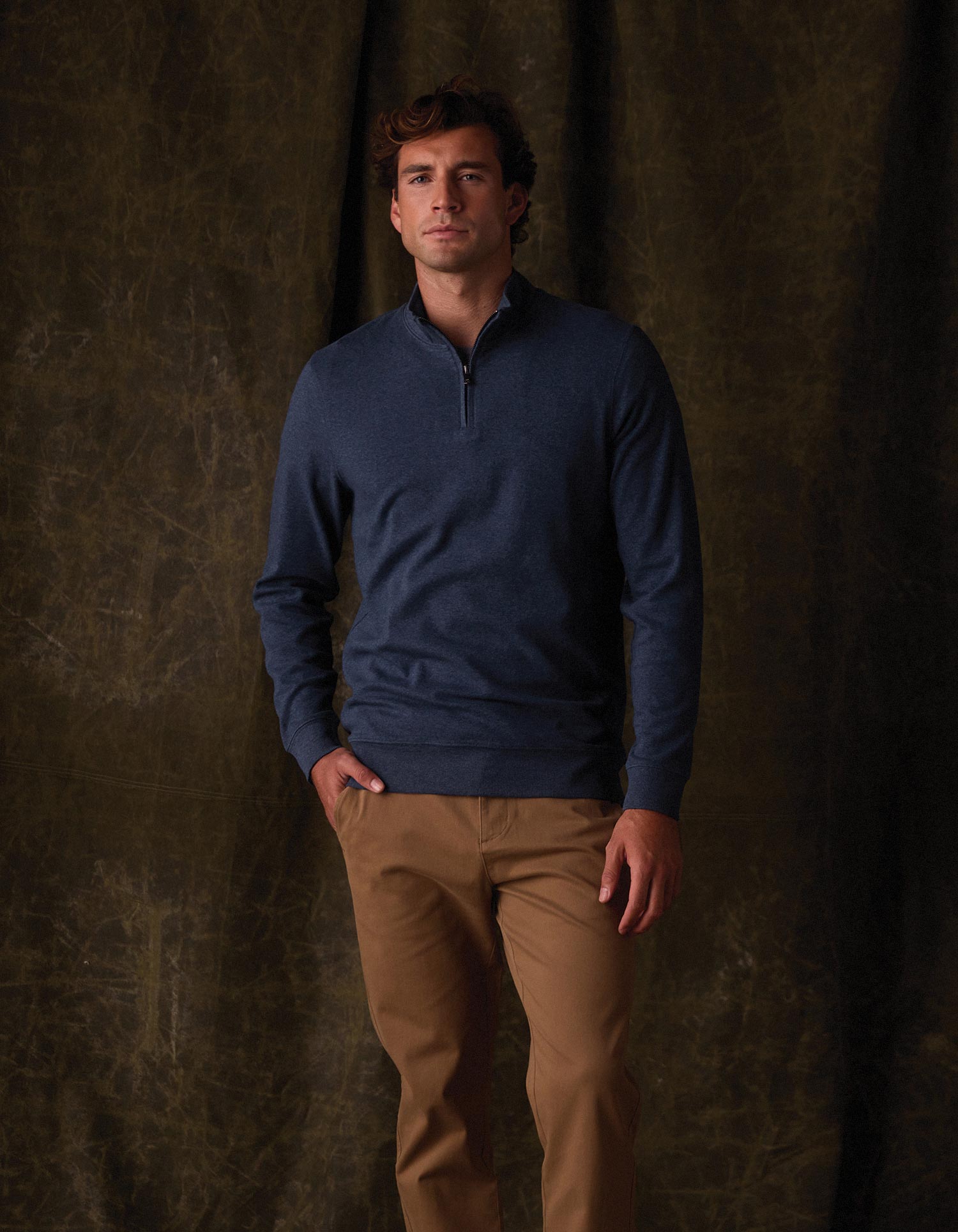Men | Puremeso Weekend Quarter Zip | Indigo Blue