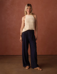 Women | Wanderlust Hi-Neck Tank | Fennel Stripe